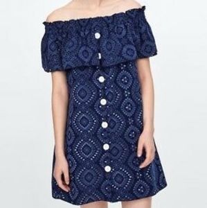 New Zara off-the-shoulder eyelet dress